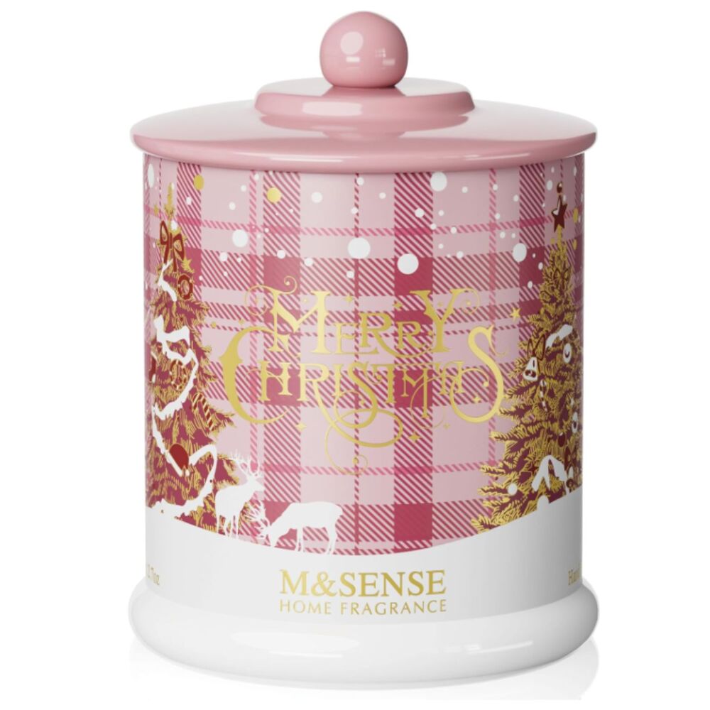 M&SENSE Christmas Candle -Frosted Rose Scented 12.7oz 2 Wick Soy Wax